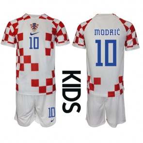 Chorwacja Luka Modric #10 Koszulka Podstawowych Dziecięca MŚ 2022 Krótki Rękaw (+ Krótkie spodenki)